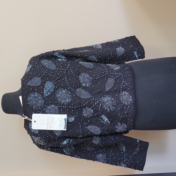 New! La Bellum Black Embroidered Beaded Jacket - Picture 5 of 5